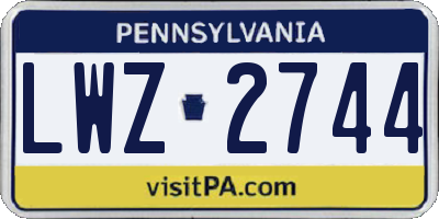 PA license plate LWZ2744