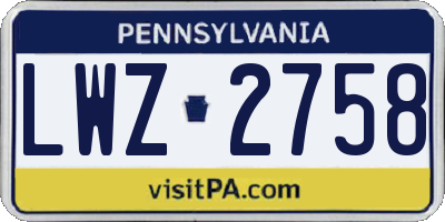 PA license plate LWZ2758
