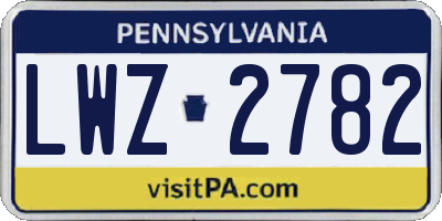 PA license plate LWZ2782