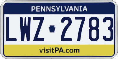 PA license plate LWZ2783