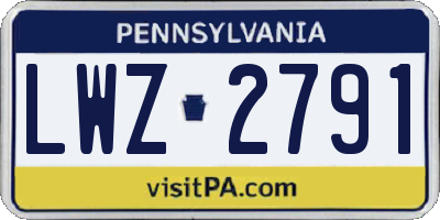 PA license plate LWZ2791