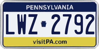 PA license plate LWZ2792