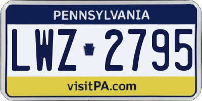 PA license plate LWZ2795