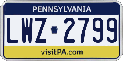 PA license plate LWZ2799