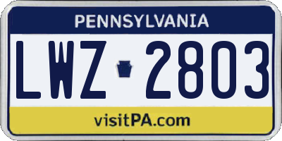 PA license plate LWZ2803