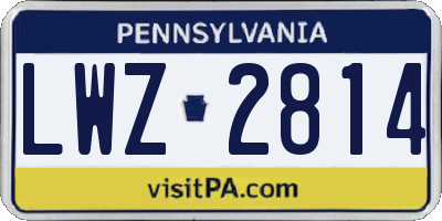 PA license plate LWZ2814