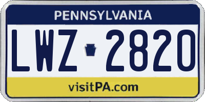 PA license plate LWZ2820