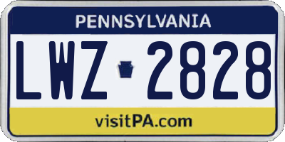 PA license plate LWZ2828