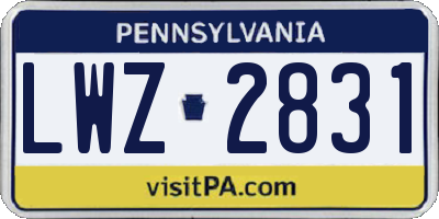 PA license plate LWZ2831