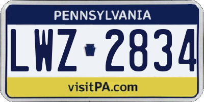 PA license plate LWZ2834