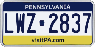 PA license plate LWZ2837