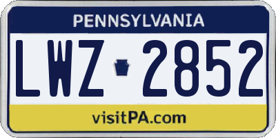 PA license plate LWZ2852