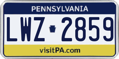 PA license plate LWZ2859