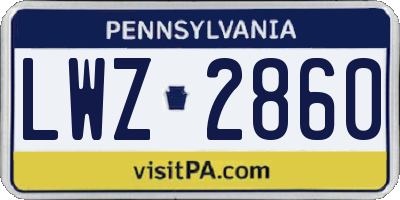 PA license plate LWZ2860