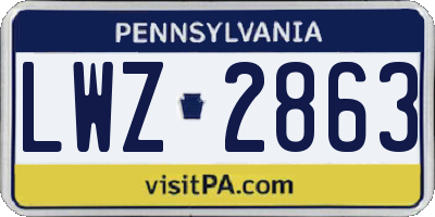 PA license plate LWZ2863