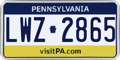 PA license plate LWZ2865