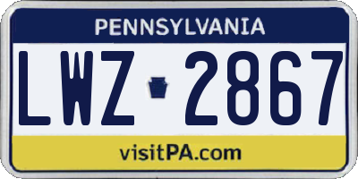 PA license plate LWZ2867