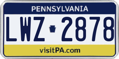 PA license plate LWZ2878
