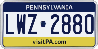 PA license plate LWZ2880