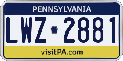 PA license plate LWZ2881
