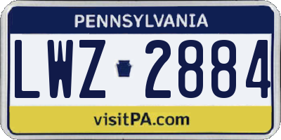 PA license plate LWZ2884