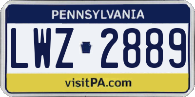 PA license plate LWZ2889