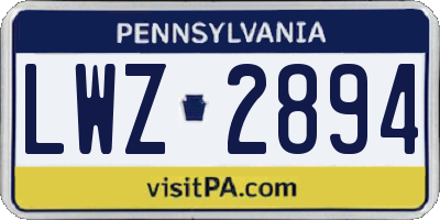 PA license plate LWZ2894