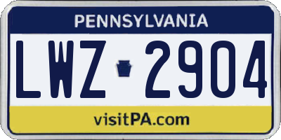 PA license plate LWZ2904