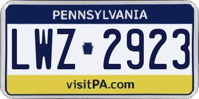 PA license plate LWZ2923