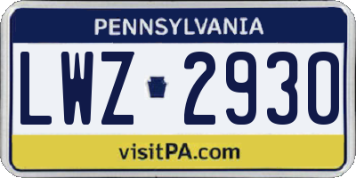 PA license plate LWZ2930