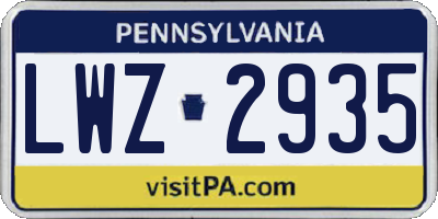 PA license plate LWZ2935