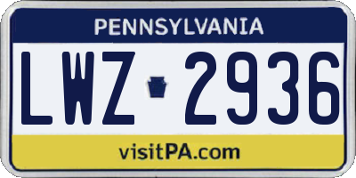 PA license plate LWZ2936