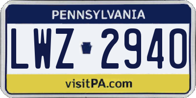 PA license plate LWZ2940