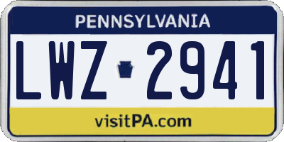 PA license plate LWZ2941