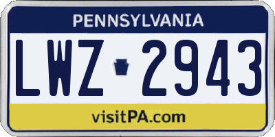 PA license plate LWZ2943