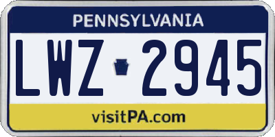 PA license plate LWZ2945