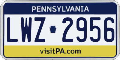 PA license plate LWZ2956