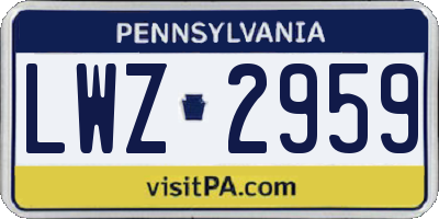 PA license plate LWZ2959