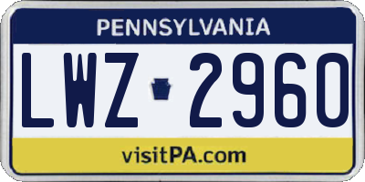 PA license plate LWZ2960