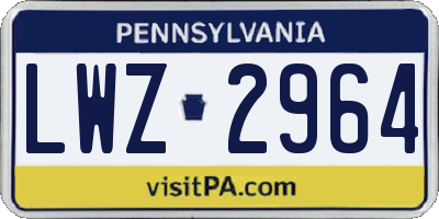 PA license plate LWZ2964