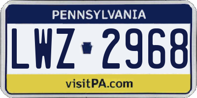 PA license plate LWZ2968