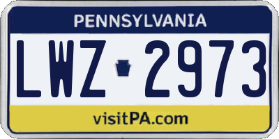 PA license plate LWZ2973