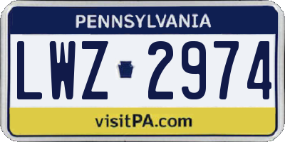 PA license plate LWZ2974