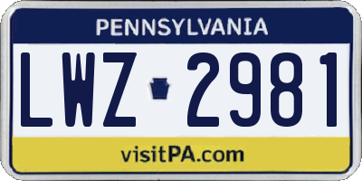 PA license plate LWZ2981