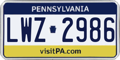 PA license plate LWZ2986