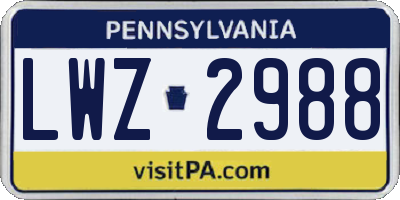 PA license plate LWZ2988