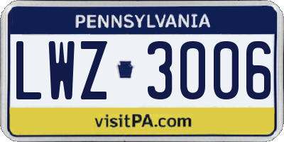 PA license plate LWZ3006