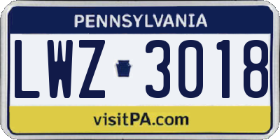 PA license plate LWZ3018
