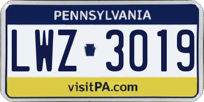 PA license plate LWZ3019