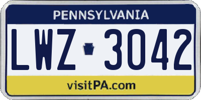 PA license plate LWZ3042